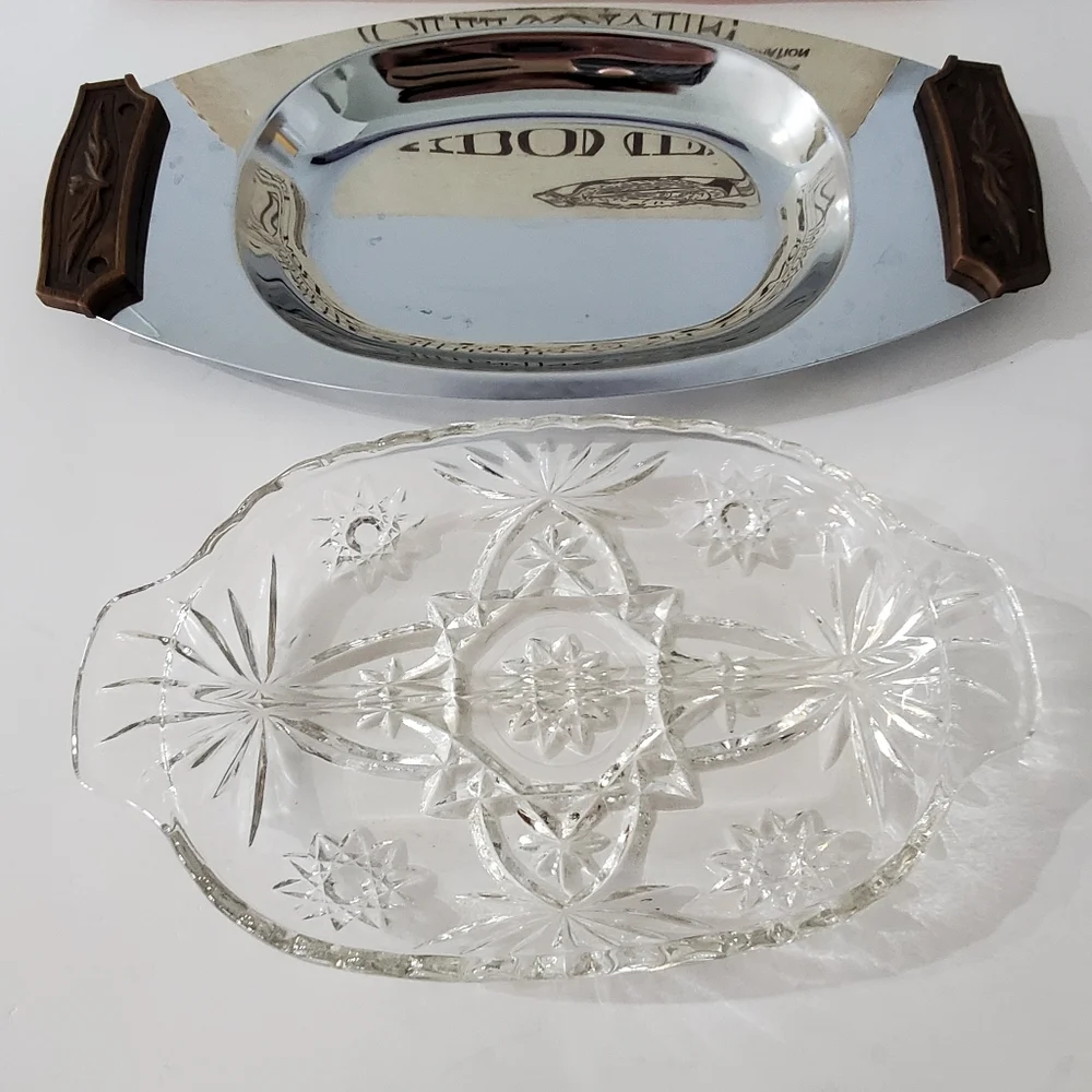 VTG Kromex Relish Server #044-21 Tray w/Glass Insert In Original Box MCM 60s EUC